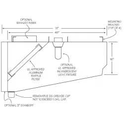 13Ft Stainless Steel Restaurant Range Grease Hood NSF NFPA96 13Ft Stainless Steel Restaurant Range Grease Hood NSF NFPA96